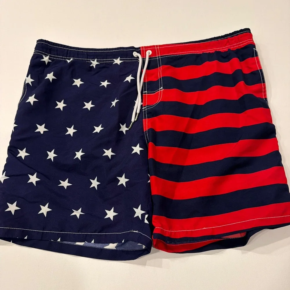 Kailua Surf Mens American Flag Swim Trunks Stars Stripes Board Shorts XXL